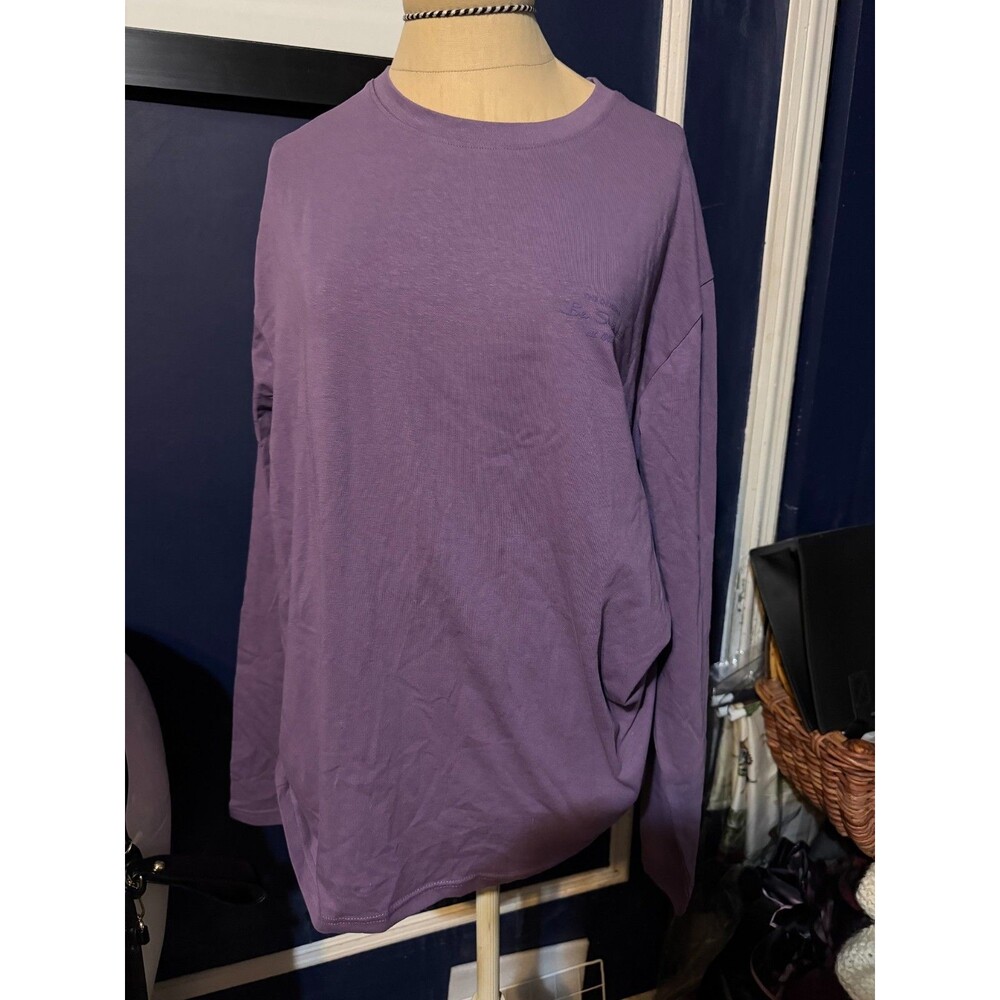 Ben Sherman Long Sleeve Tee Tone on Tone Logo Loungewear Purple  Medium NWT